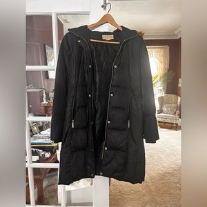 Michael Kors Long Puffer Coat with Faux Fur Hood
